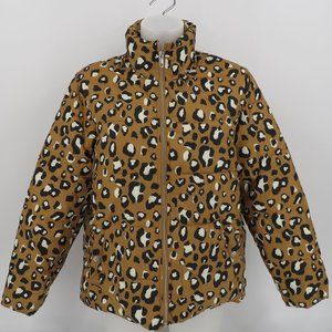Who What Wear Leopard Print Zip Front Puffer Jacket Women's Size Medium